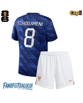 Franța Aurelien Tchouameni #8 Echipament de Fotbal Replică Mondial 2026 Copii Acasa (+ Șorturi)